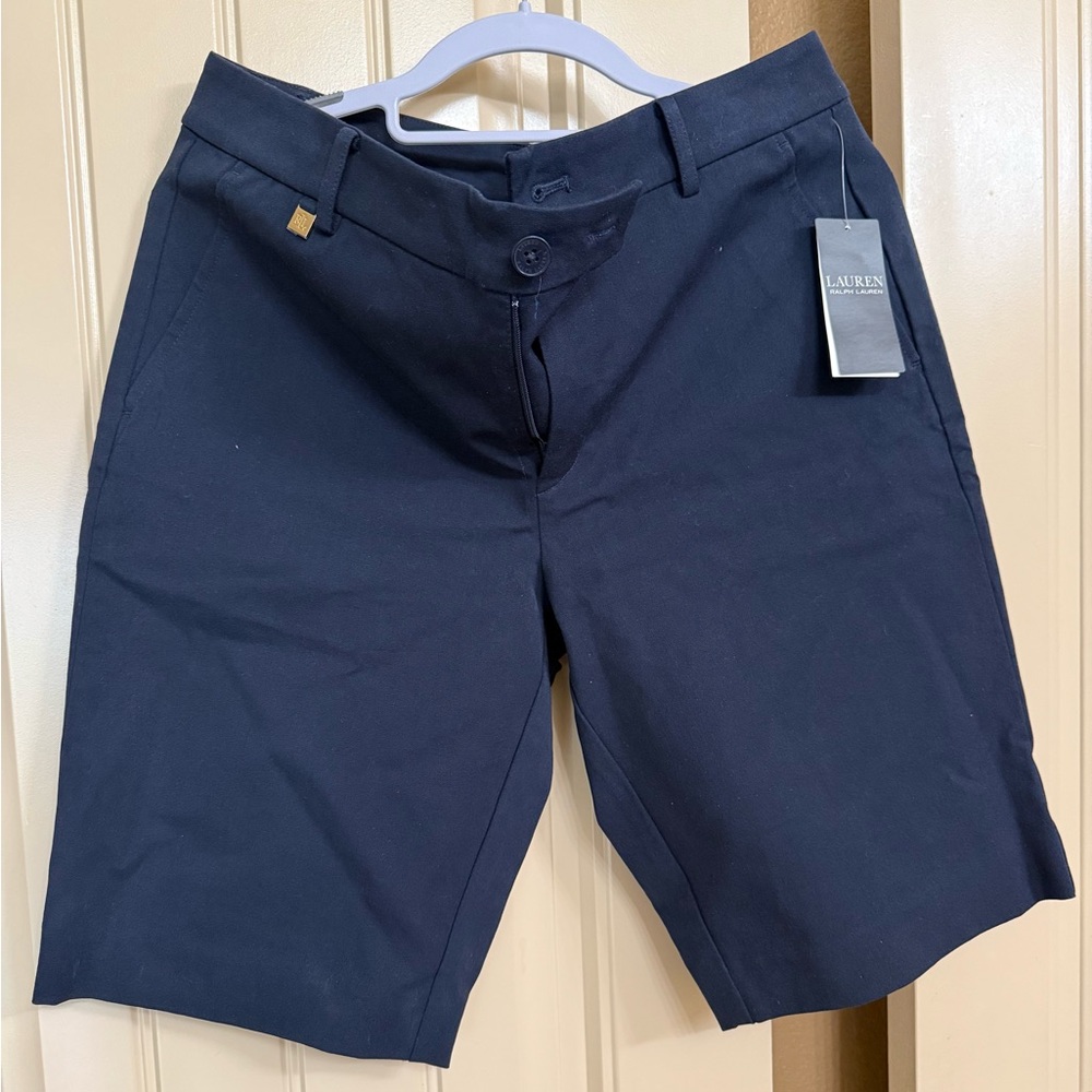 Ralph Lauren Women's Navy Flat Front Shorts